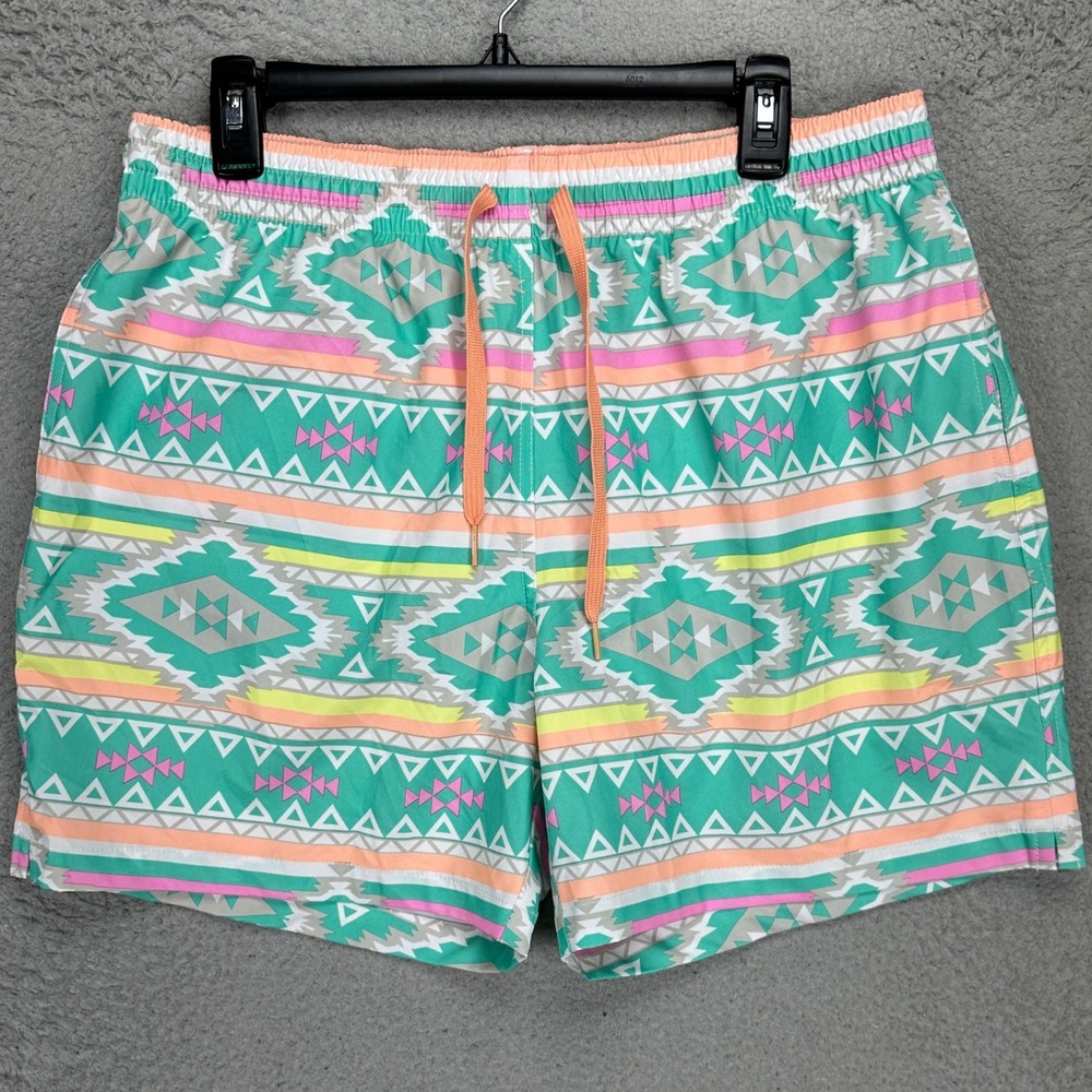 Chubbies The En Fuegos Mens Swim Trunks XL Blue Aztec Mesh Lined Stretch Pull On